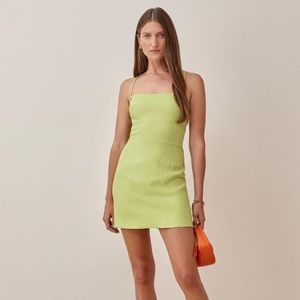Reformation Karsten Linen Mini Dress in Spearmint Size 6